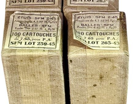7.65 French pistol ammo WWII Vintage, sealed 100-round packs