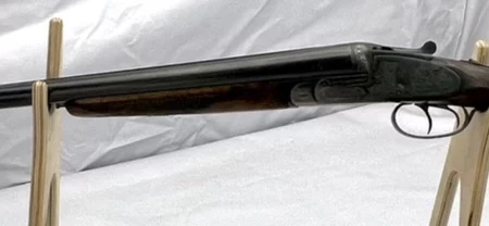 side by side 12ga shotgun Spanish Mendi Engraved Side Lock Ejector SN 45903
