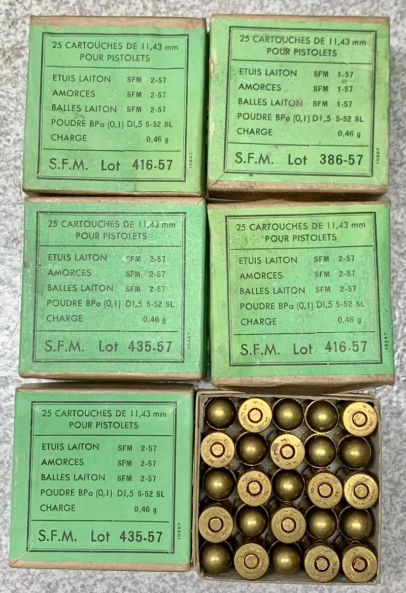 .45ACP French Mil pak 25rds 1950's production - sealed boxes