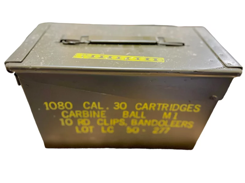 30 Carbine ammo Lake CIty 1080rds in stripper clips, bandoleers, ammo can - Image 2