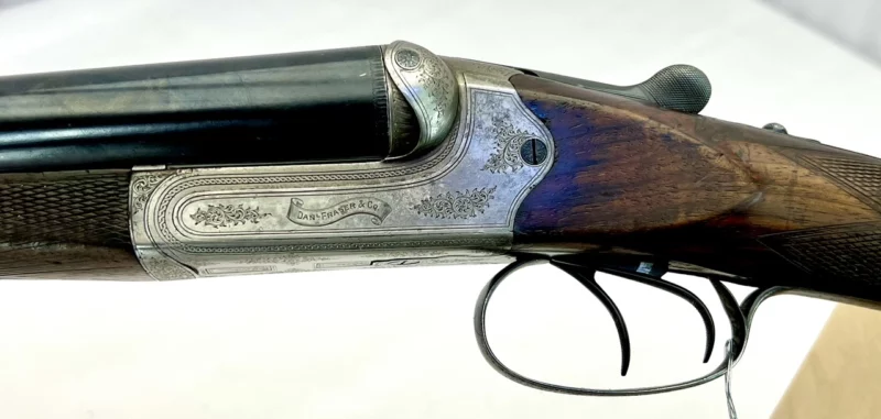 side by side 12ga shotgun British Daniel Fraser and Co. Extractor Boxlock SN 2025 - Image 7