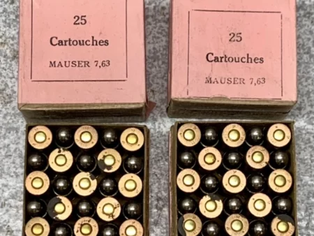 7.63 Mauser Vintage ammo FN steel jacketed 25rds/box