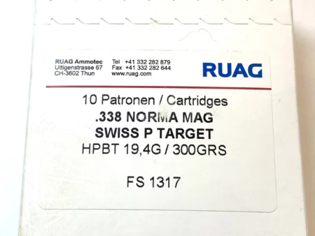 .338 NORMA MAG RUAG SWISS P TARGET 300GR. HPBT 10RDS