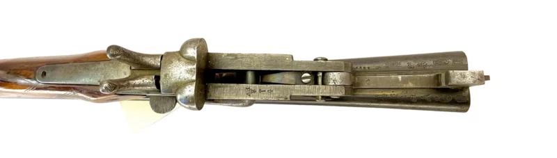 Belgium 410 side by side shotgun external hammer, fold-over “poacher’s gun” 36344 - Image 8