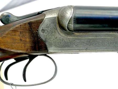 side by side 12ga shotgun British Daniel Fraser and Co. Extractor Boxlock SN 2025
