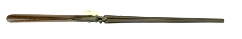 Belgium 410 side by side shotgun external hammer, fold-over “poacher’s gun”. 2219 - Image 4