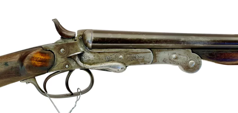 Belgium 410 side by side shotgun external hammer, fold-over “poacher’s gun” 38419 - Image 3