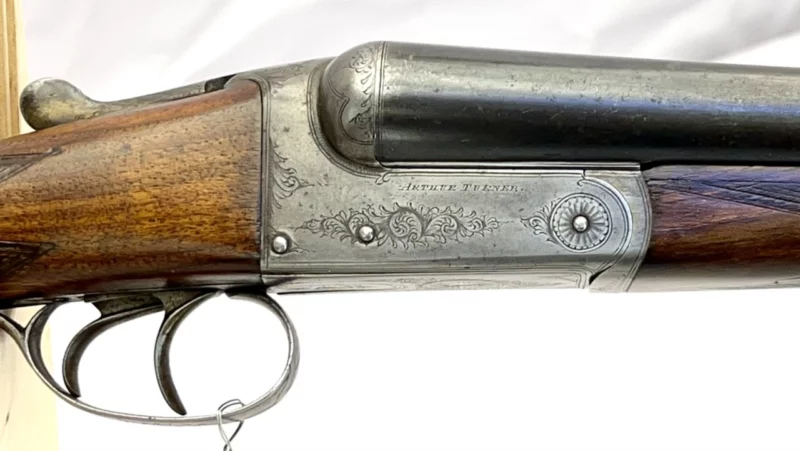 side by side 12ga shotgun British Arthur Turner Extractor Boxlock SN 11068 - Image 3