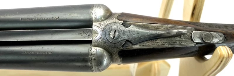 side by side 12ga shotgun British Webley & Scott Model 700 Boxlock w/ejectors SN 124744 - Image 8