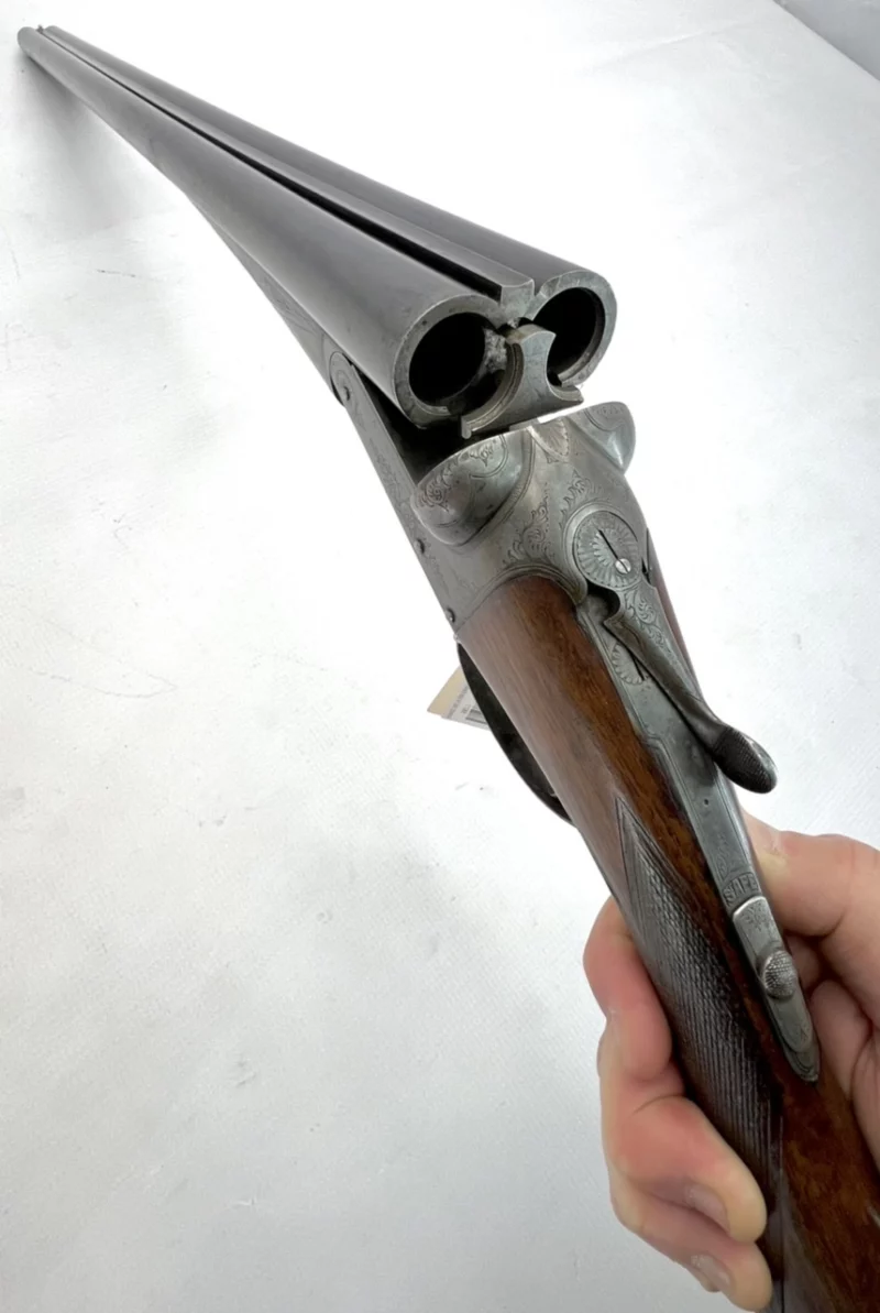 side by side 12ga shotgun British Arthur Turner Extractor Boxlock SN 11068 - Image 13