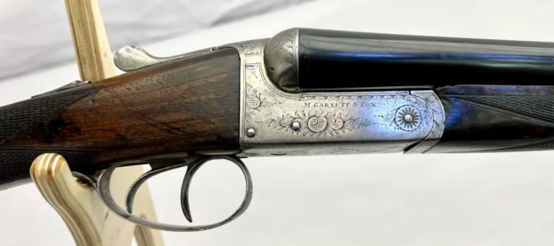 side by side 12ga shotgun M. Garnett and Son Extractor Boxlock SN 89817 - Image 2