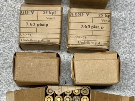 7.63 Mauser Vintage ammo Finnish repack 25rds