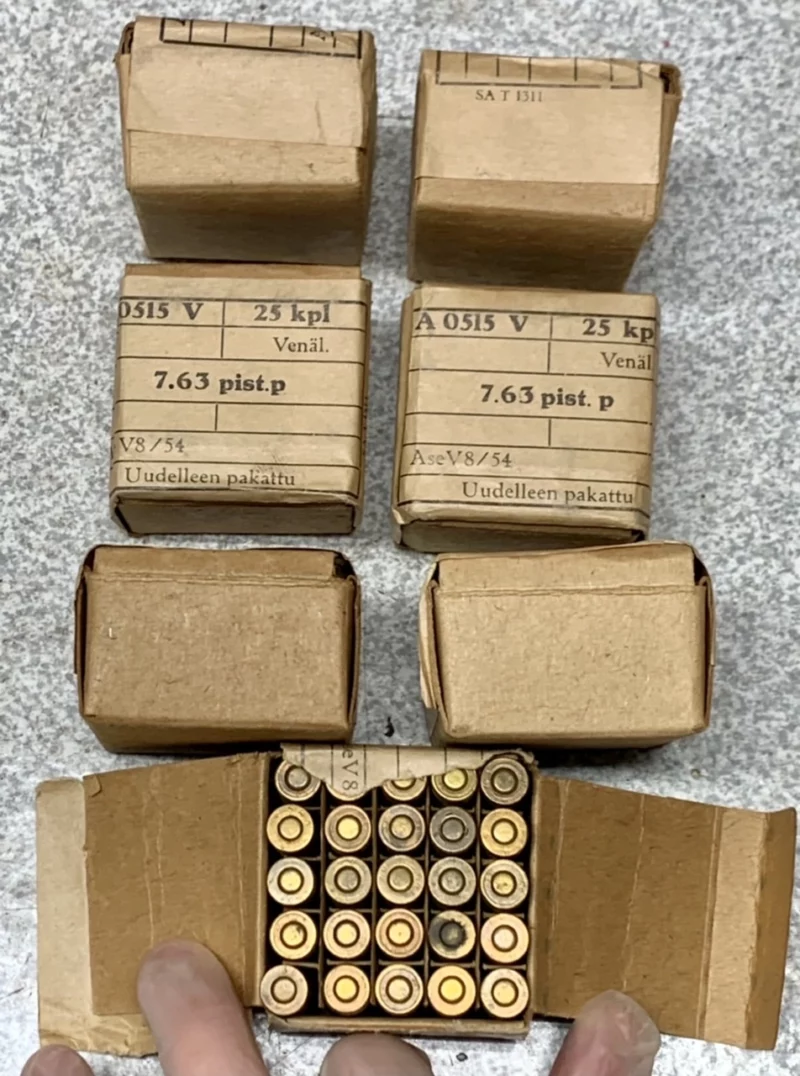 7.63 Mauser Vintage ammo Finnish repack 25rds