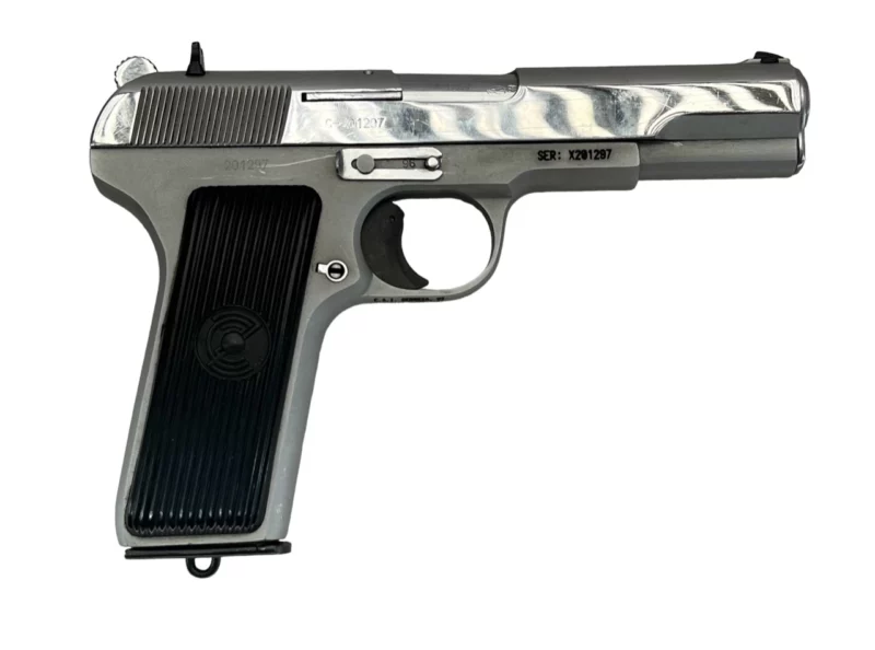 Zastava M57 Tokarev pistol factory nickel finish, VG condition, 7.62x25 with magazine SN X201297 - Image 3