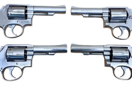 Smith & Wesson Model 64-5 wood grips, stainless steel, heavy target 4" barrel .38Spl VG-EX condition