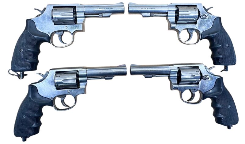 Smith & Wesson Model 64-6 Polymer grips, stainless steel, heavy target 4" barrel .38Spl Excellent condition