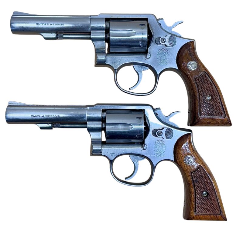Smith & Wesson Model 64-5 wood grips, stainless steel, heavy target 4" barrel .38Spl VG-EX condition - Image 2