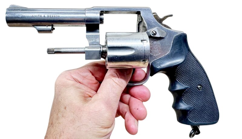 Smith & Wesson Model 64-6 Polymer grips, stainless steel, heavy target 4" barrel .38Spl VG-EX Condition - Image 5