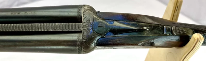 side by side 12ga shotgun Spanish Mendi Engraved Side Lock Ejector SN 45903 - Image 5