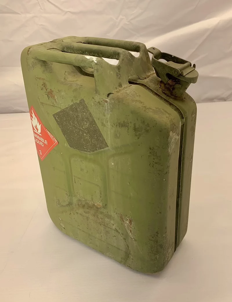 British MOD 5-gallon (20 Litre) "Jerry Cans" steel fuel cans - diesel