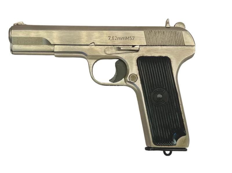 Zastava M57 Tokarev pistol factory nickel finish, VG condition, 7.62x25 with magazine SN 186684 - Image 3