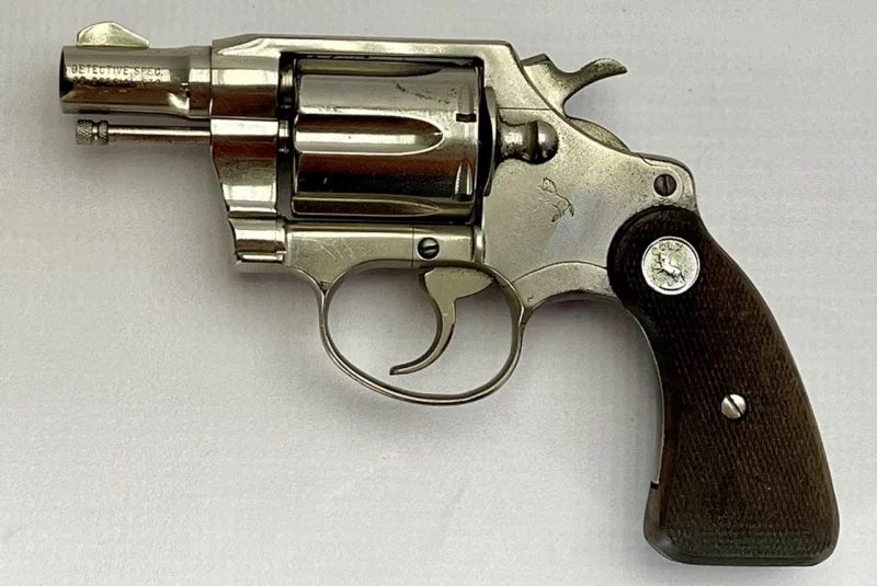 Colt Detective Special revolver 2" nickel .38 Spl., 2nd Issue 1971 Mfg SN B46404