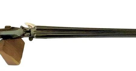 Belgium 410 side by side shotgun external hammer, fold-over “poacher’s gun” 35819