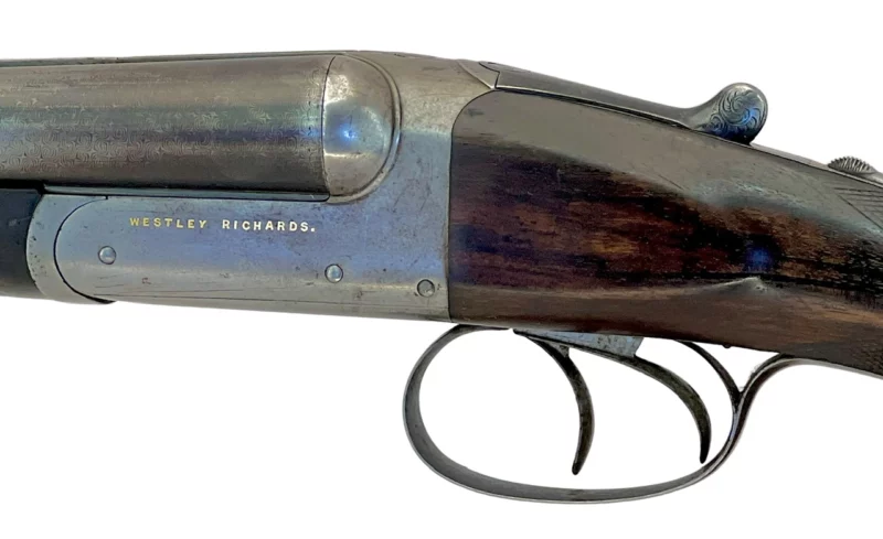 British Side by Side 12ga shotgun Westley Richards Boxlock Gold Letter - Image 9