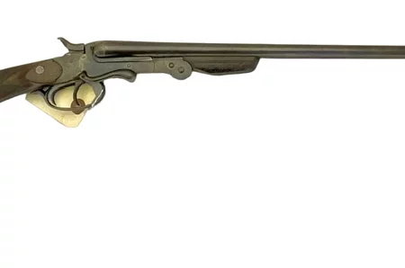 Belgium 410 side by side shotgun external hammer, fold-over “poacher’s gun”. 2219