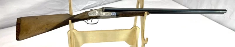 side by side 12ga shotgun Spanish Hispano Englesa-Eibar Engraved Side Lock Extractor SN 14755