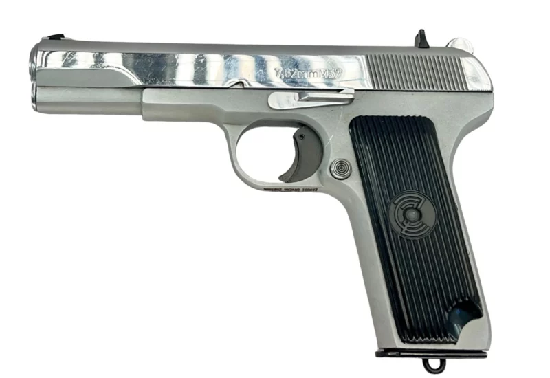 Zastava M57 Tokarev pistol factory nickel finish, VG condition, 7.62x25 with magazine SN X201297
