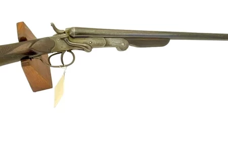 Belgium 410 side by side shotgun external hammer, fold-over “poacher’s gun” 36934