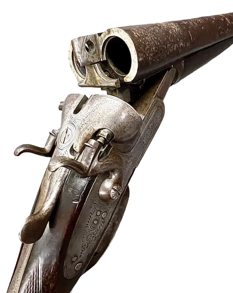 Coach Gun 18.75" .12 gauge Side by Side British Pistol Grip External Hammers - Image 2