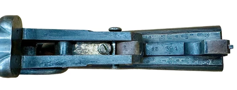 Belgium 410 side by side shotgun external hammer, fold-over “poacher’s gun” - Image 2
