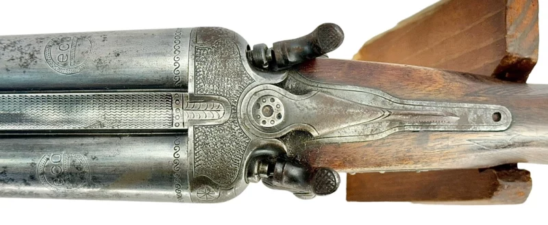 Coach Gun 18.75" .12 gauge Side by Side German Geco mfg., Pistol Grip External Hammers - Image 11