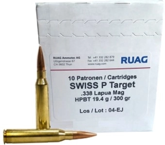 .338 LAPUA MAG RUAG SWISS P TARGET 300GR. HPBT 10RDS