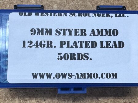 9x23 Styer Ammo 9mm Styer 50rds 124gr. Plated lead